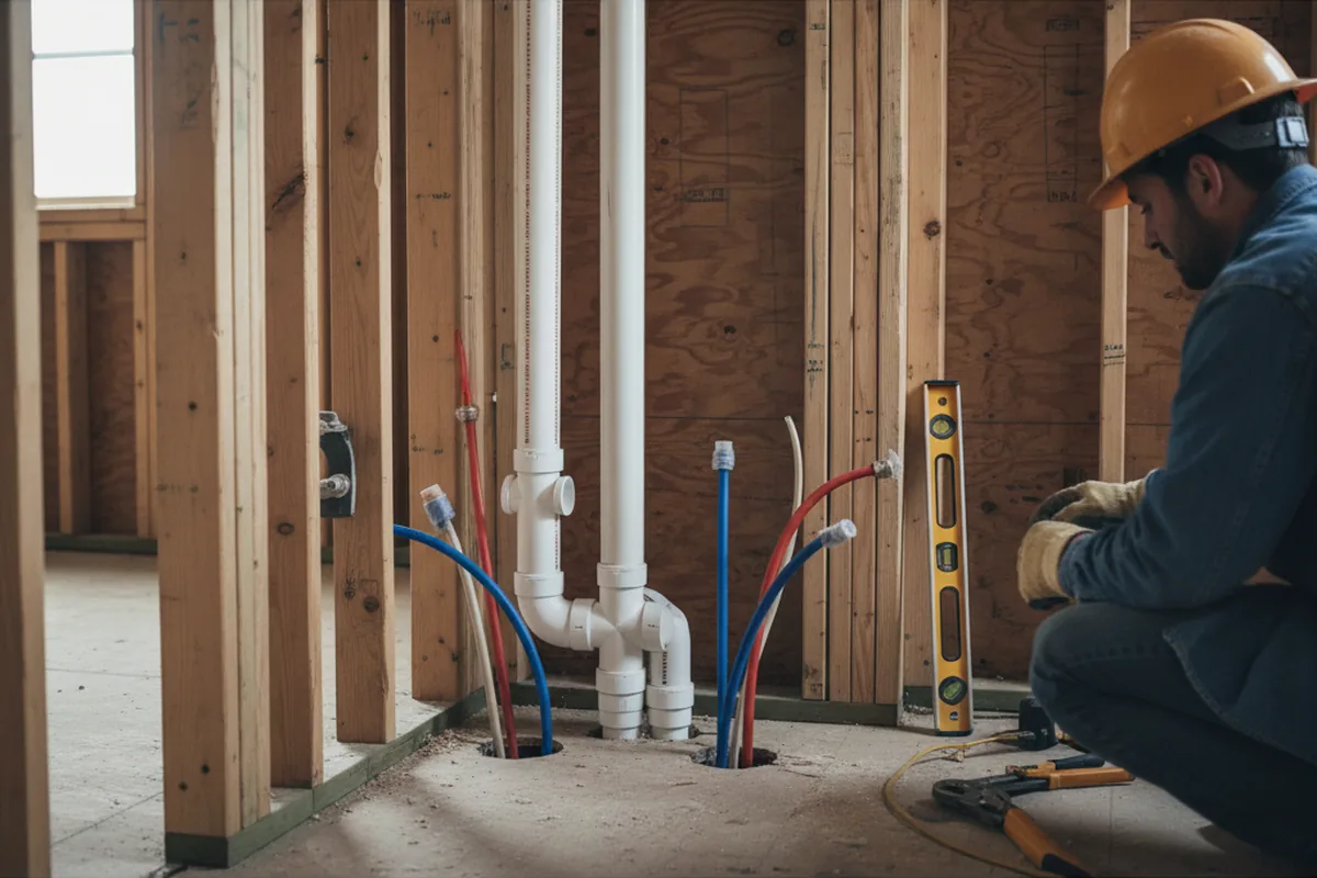 Drain and supply rough-in during Toilet Repair and Installation in Chester